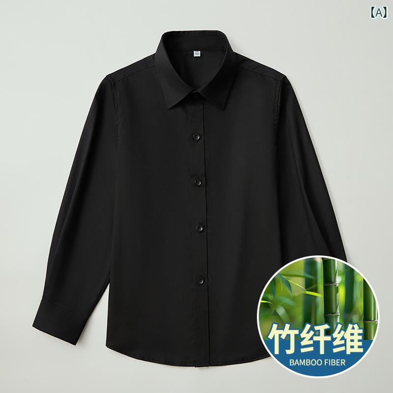 シャツ キッズ 男女兼用 子供用 黒 竹繊維 長袖シャツ 春秋 学生服 スクールシャツ 免・聞 合唱 演出 白 ?衣