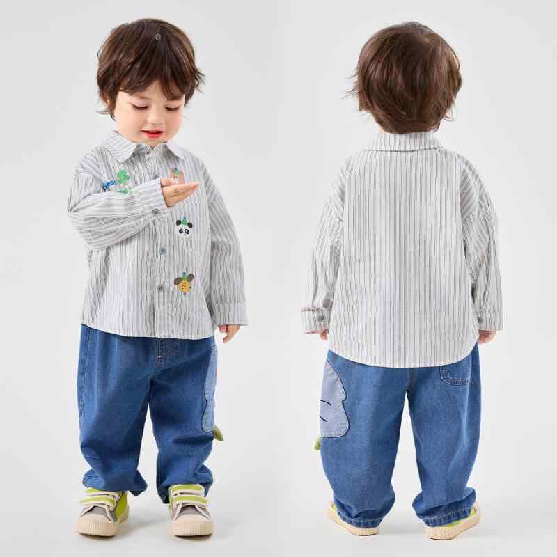 シャツ キッズ 男の子 デニムパンツ セットアップ 春秋 カジュアル 子供服 ジーンズ Gジャン