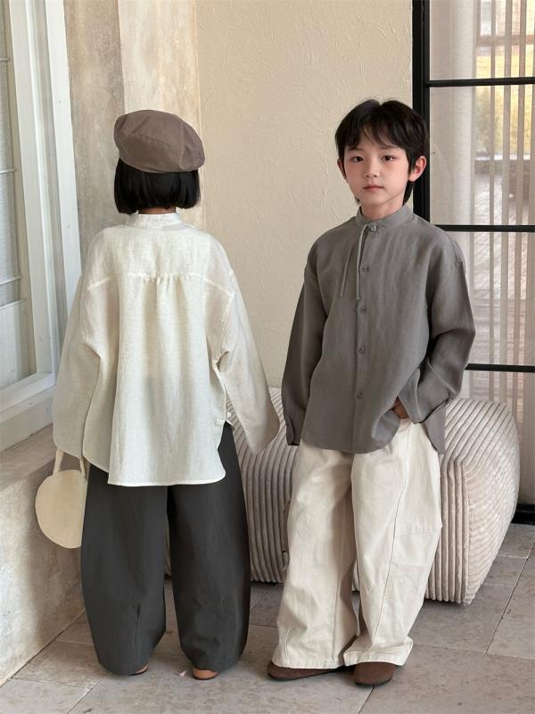 シャツ キッズ 子供服 男の子 女の子 チャイナ風 春秋 新中式 無地 スタンドカラー 長袖 シャツ2 4,794円
