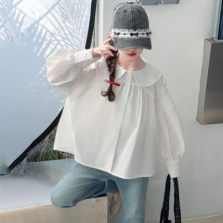 シャツ ガールズ 春物 長袖 コットン トップス 子供服 かわいい スウィート