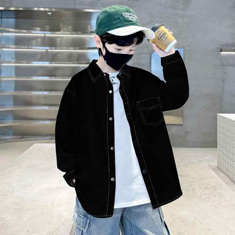 シャツ キッズ 男の子 春秋 長袖 明線 襟付き トップス カジュアル かっこいい