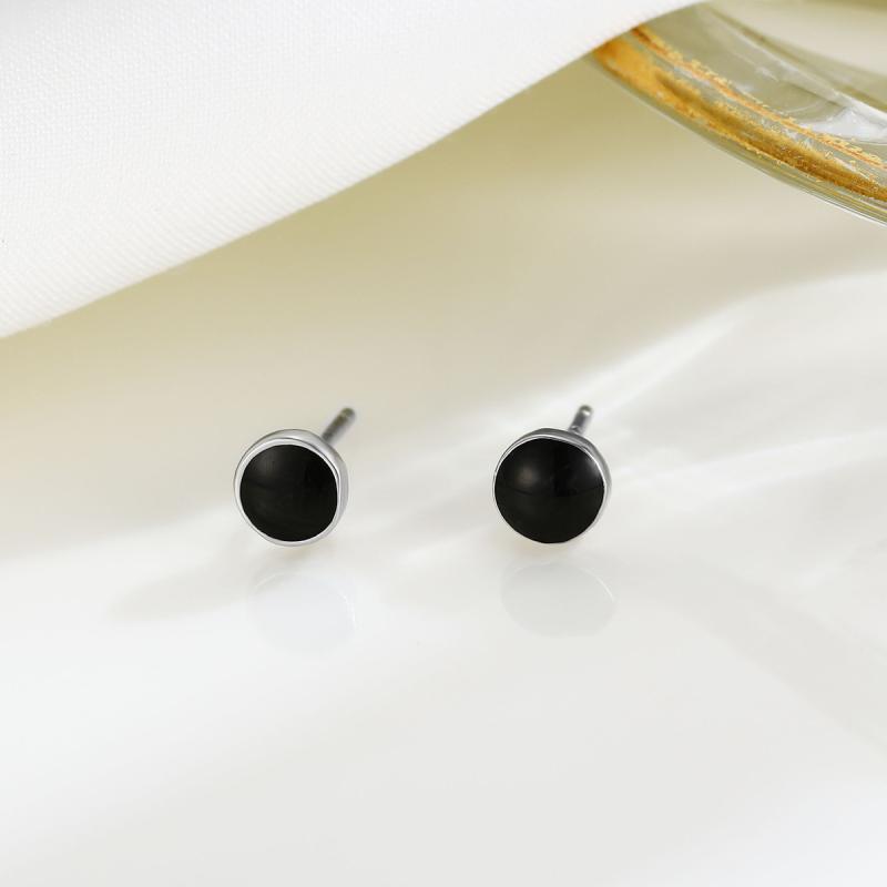 イヤリング レディース しろがね色925 落っこちるエナメル 黒いこと 倶楽部 スタッドピアス CHIC ミニマル 流行り 御前上等感 銀耳飾