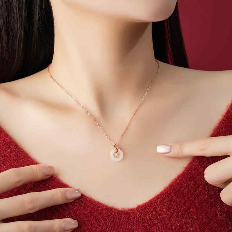 ネックレス レディース S925 シルバー 玉髄 瑪瑙 ジルコニア 鎖骨 ペンダント かわいい 小さめ インスタ 人気 ラッキーアイテム