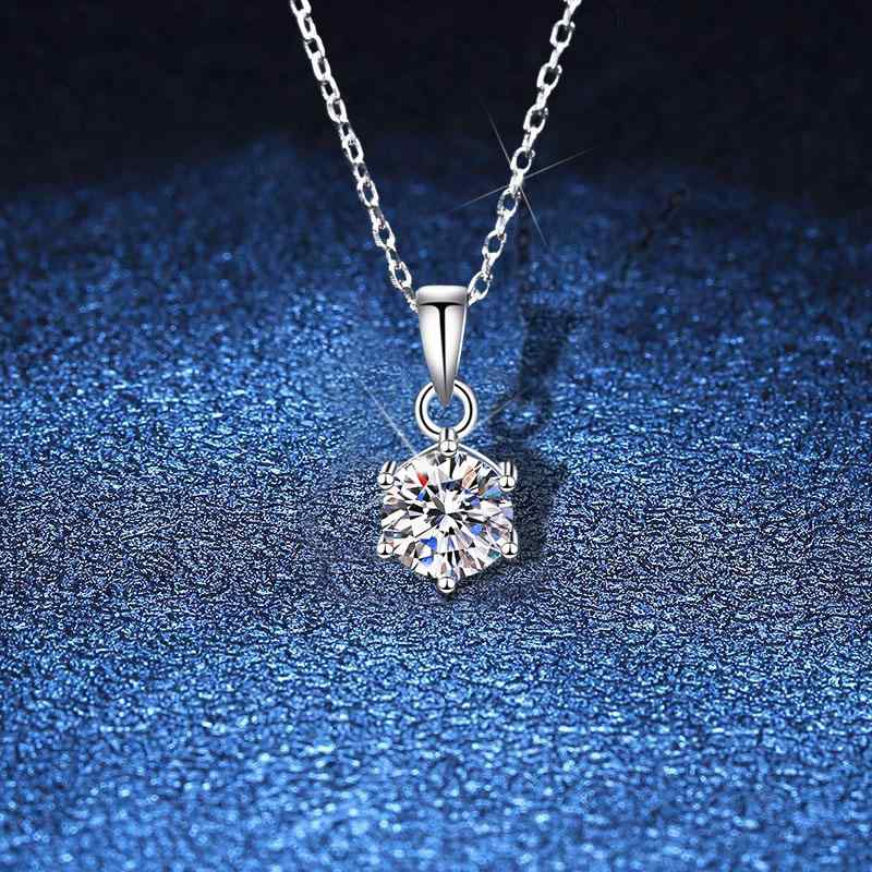 ネックレス レディース s925 シルバー モアサナイト ペンダント クラシック 6本爪 1ct 一粒ダイヤ 鎖骨チェーン