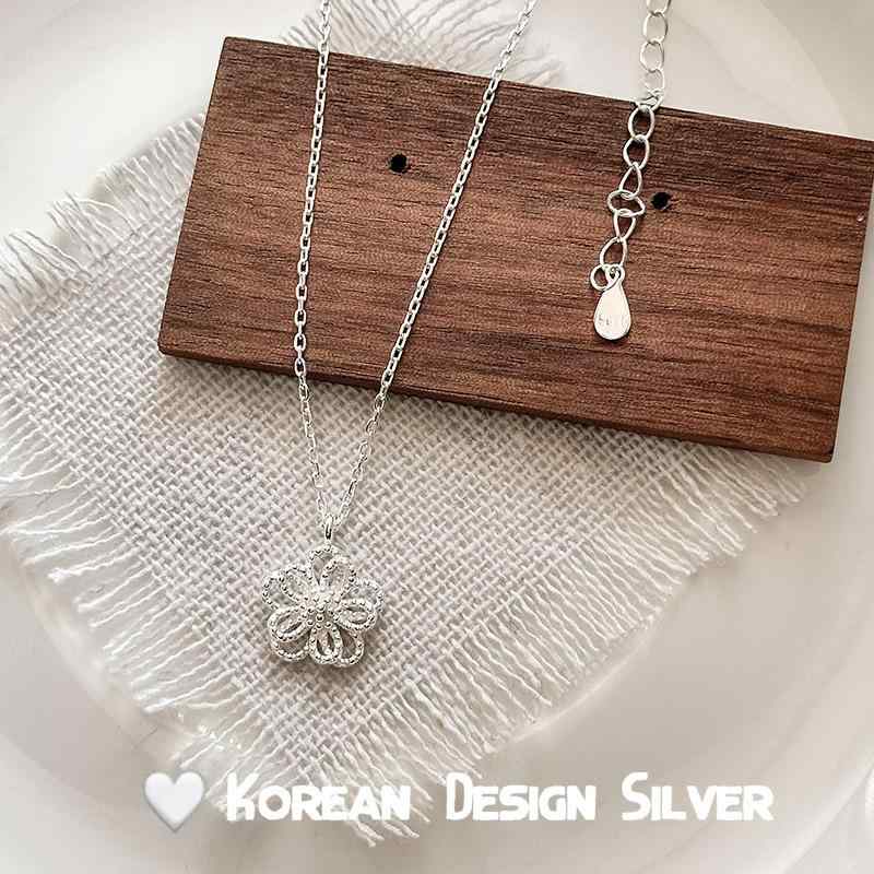 ネックレス レディース シルバー925 不規則 花柄 鎖骨チェーン 森ガール フェミニン かわいい シンプル アクセサリー