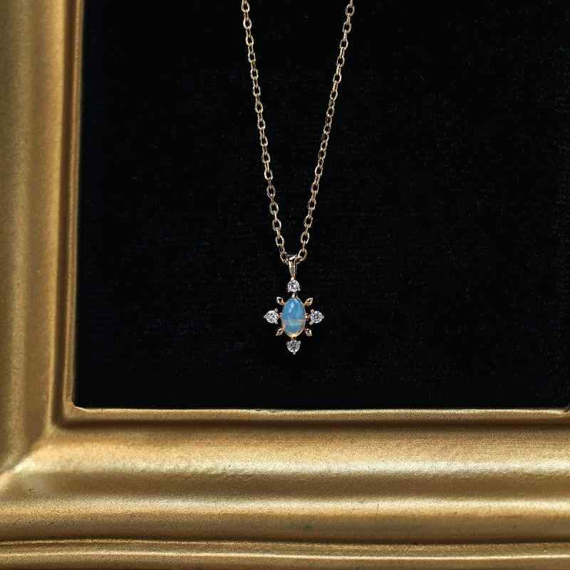 ネックレス レディース シルバー925 ジルコニア オパール 雪の結晶 ペンダント 鎖骨チェーン ゴールドメッキ 小さめ 小ぶり シンプル ファッション