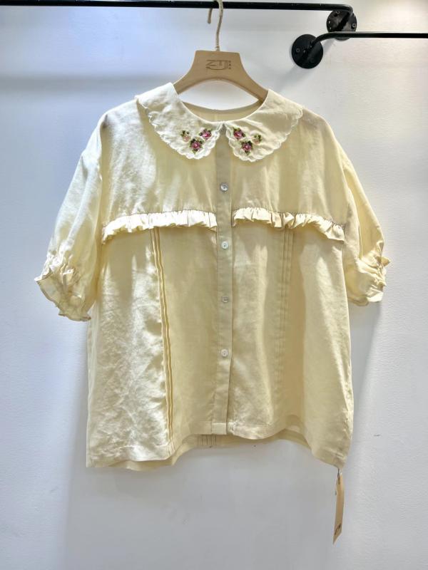 シャツ レディース 半袖 小花柄 プリント ファッション ゆったり ブラウス トップス 春夏2|ソファポテト