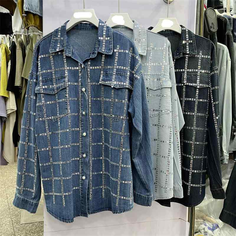 シャツ レディース デニムシャツ 春物 長袖 トップス 重ね着風 ゆったり ビッグシルエット 着痩せ カジュアル かわいい おしゃれ2