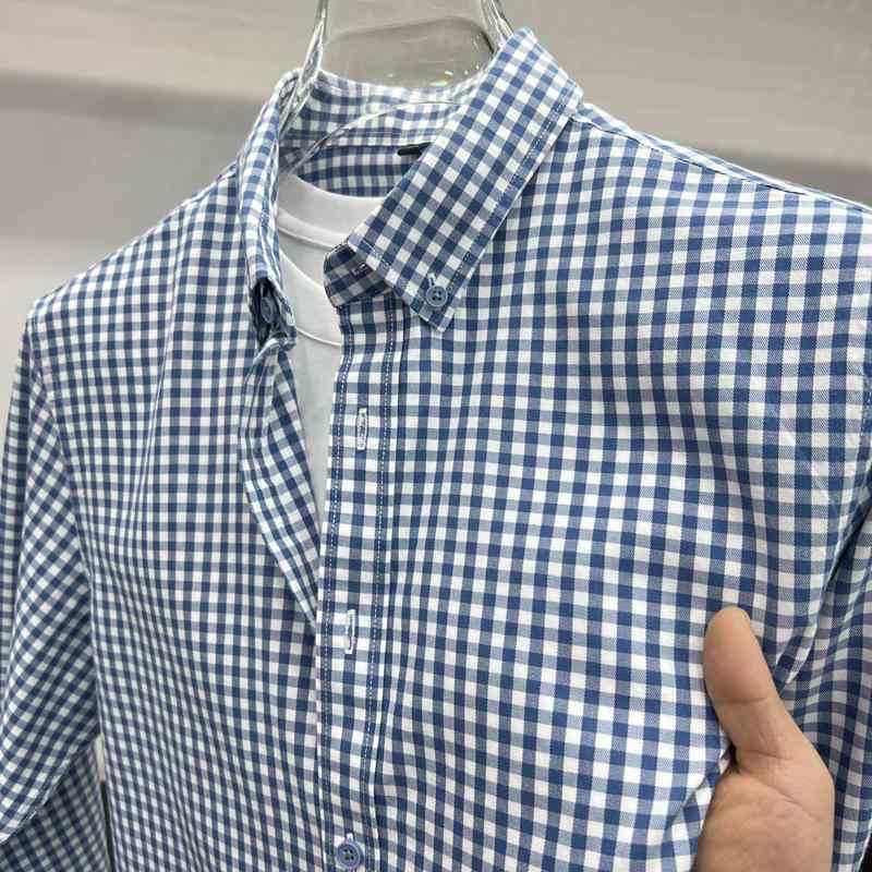 シャツ メンズ 男性用 長袖 格子柄 コットン 形態安定 皺防止 柔らかい 肌触り 通気性 快適 ビジネス カジュアル 通勤 トップス 普段使い