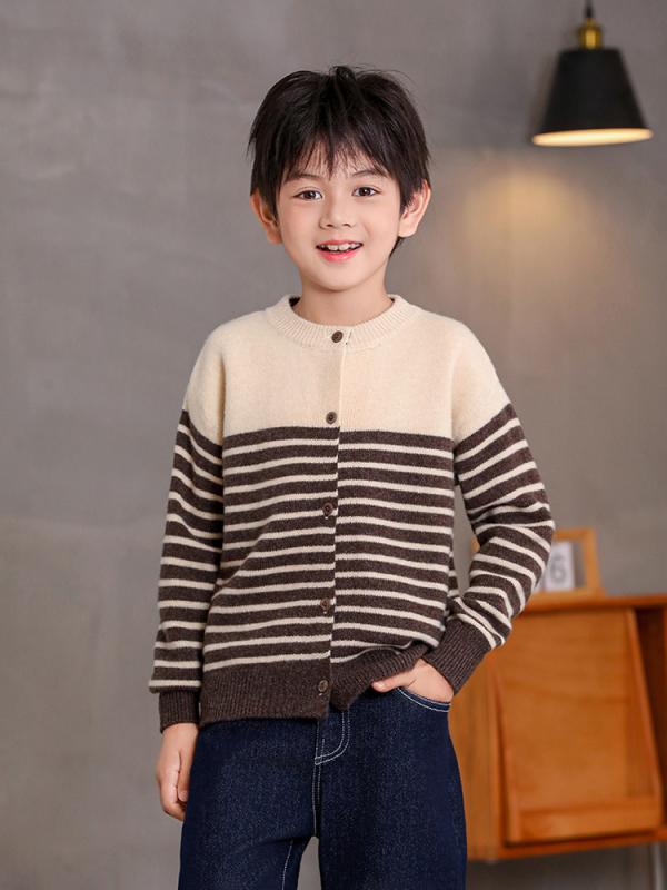 ニット キッズ 男の子 カーディガン 春秋 トップス 子供 ベビー 長袖 丸首 ニット アウター｜ソファポテト