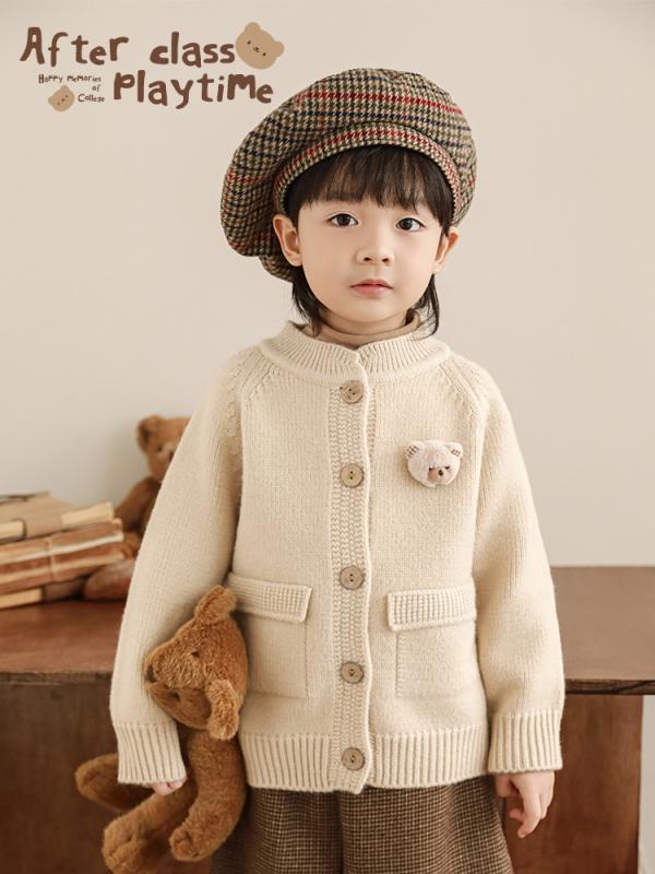 ニット 子供服 男の子 小熊 厚手 防寒 ニットセーター アウター トップス 秋冬 かわいい あったか カジュアル