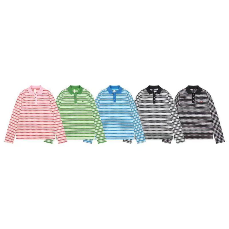 Tシャツ 男女兼用 ペア 長袖 クロス ストライプ柄 ジャカード織 トップス カットソー 普段使い