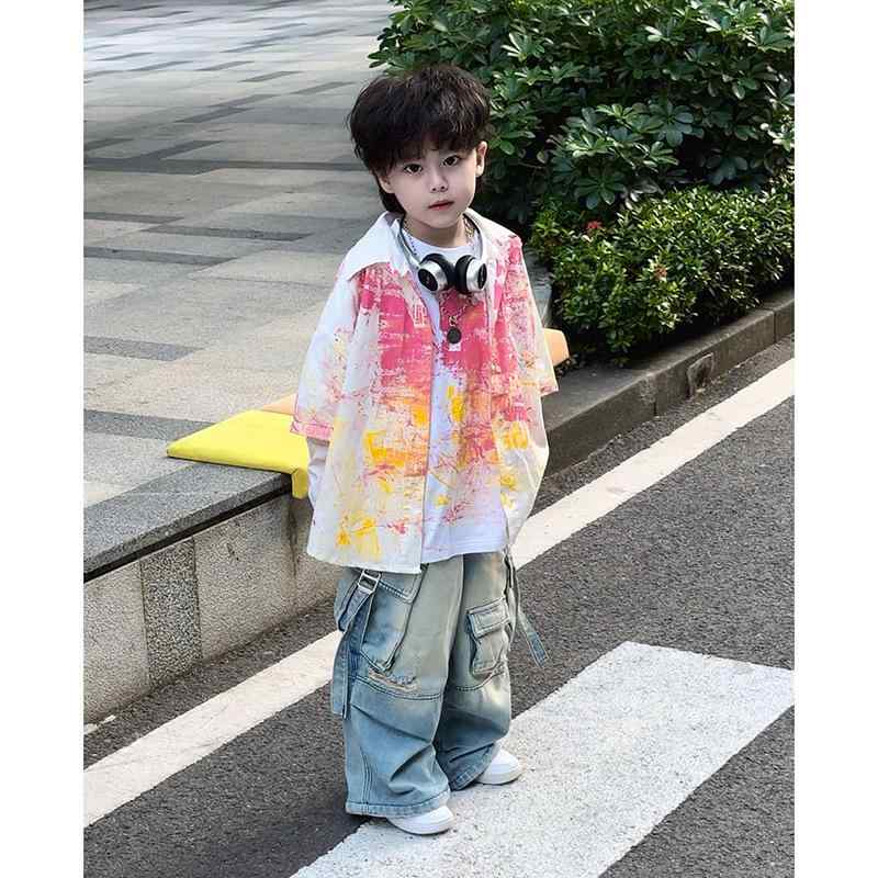 子供服 春夏 半袖シャツ ブラウス トップス 薄手 かわいい 接触冷感 再生繊維 切り替え 普段使い2