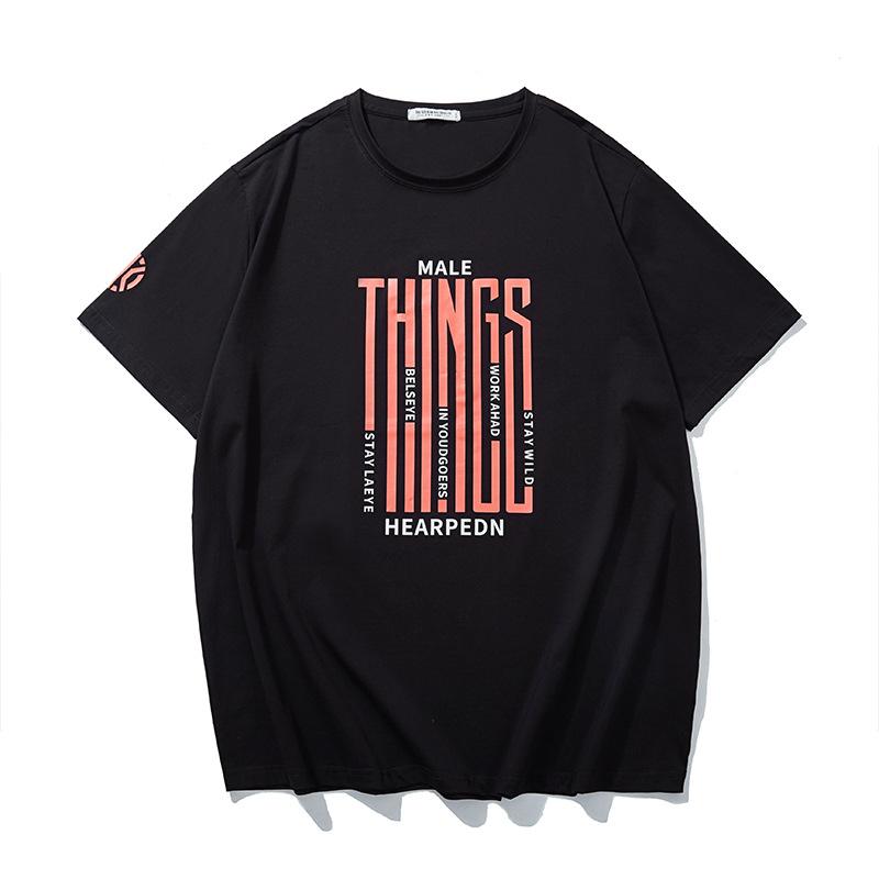 Tシャツ 男性用 大きいサイズ プリント 春夏 ゆったり アルファベット 4色展開 カットソー インナー2