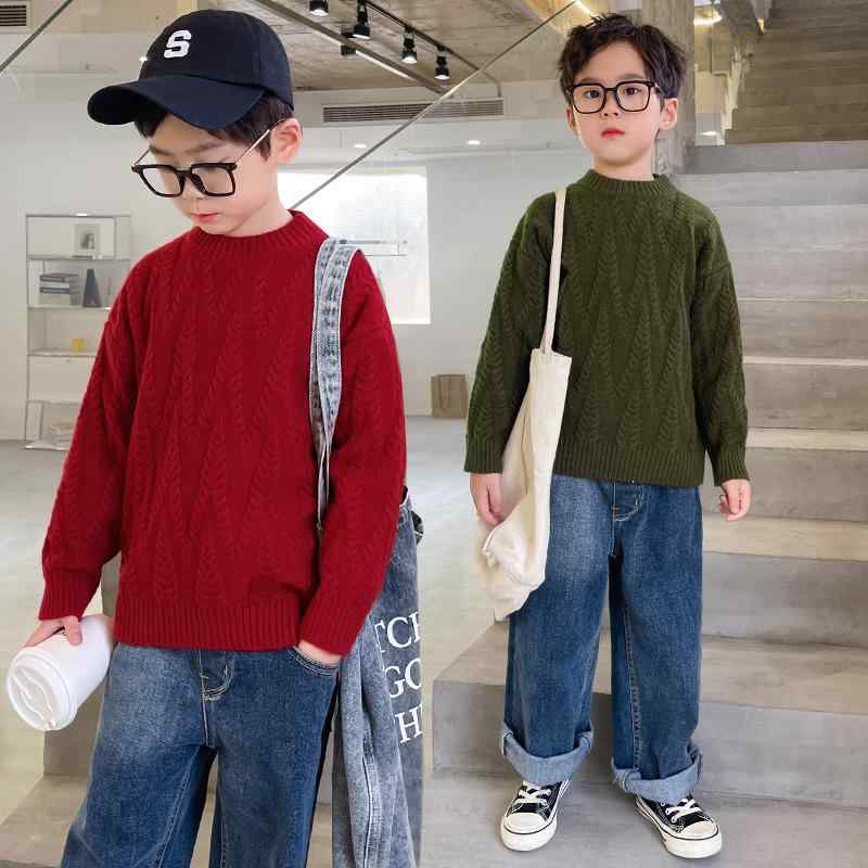子供服 男の子 ニット セーター 冬 中大童 長袖 丸首 秋冬 ボーイズ 普段着 部屋着 かわいい