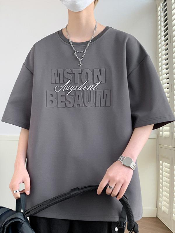 Tシャツ 男性用 ゆったりサイズ 半袖 トップス 大きいサイズ 体型カバー プリントTシャツ 普段使い ラフ