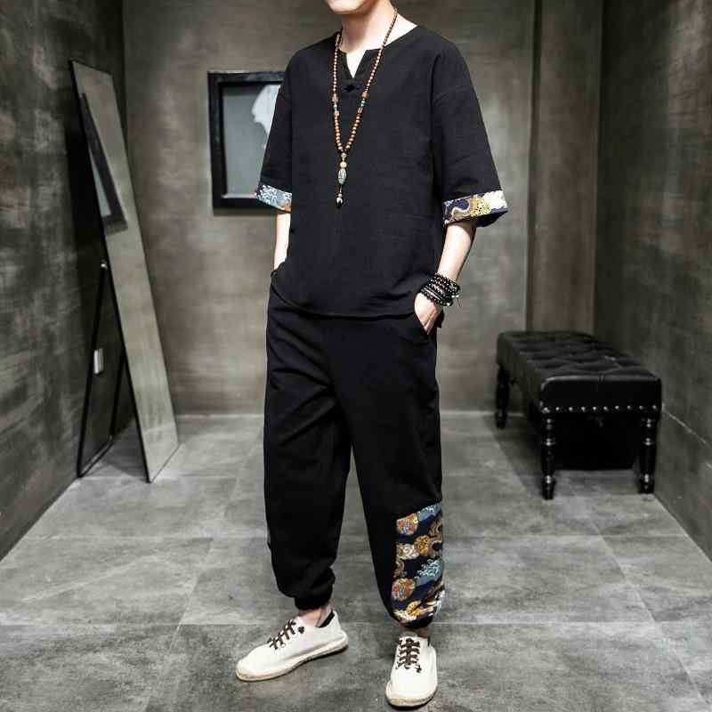メンズ セットアップ 中国風 ?松 休? Tシャツ 半袖 トップス パンツ ズボン 切り替え2｜ソファポテト 7,703円