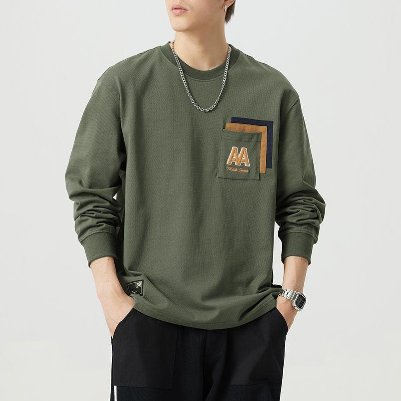 Tシャツ メンズ 男性用 長袖 コットン ゆったり ビッグサイズ 大きいサイズ ラウンドネック トップス 春秋 秋冬