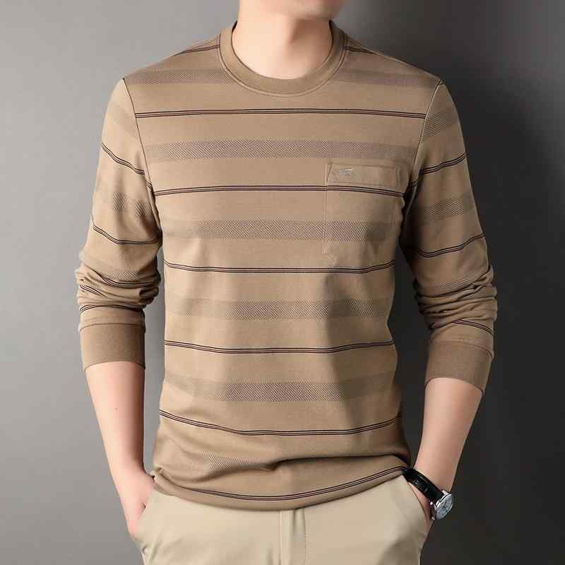 Tシャツ 男性用 ストライプ柄 トップス 長袖 カットソー ミドルエイジ 普段使い