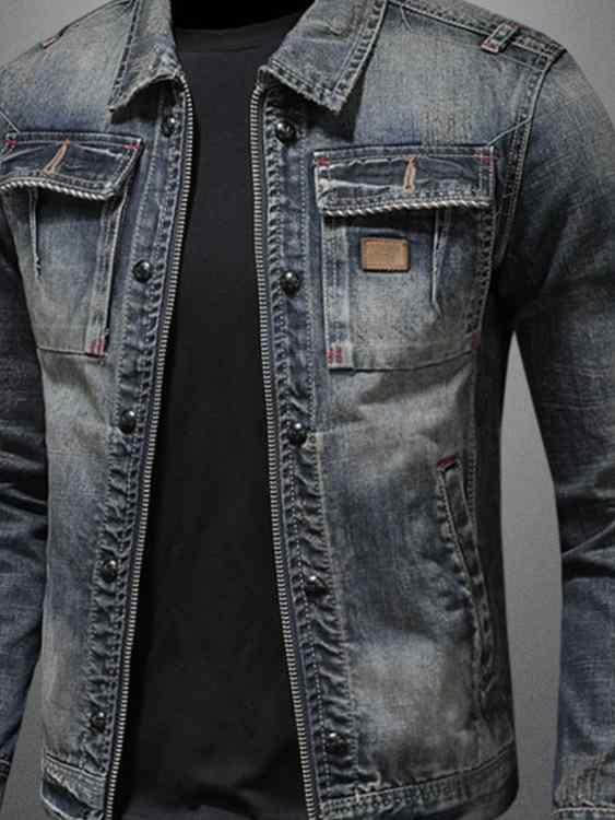 ジャケット 男性用 デニム ウォッシュ加工 レトロ クラシック Gジャン アウター かっこいい ストリート系 春秋冬