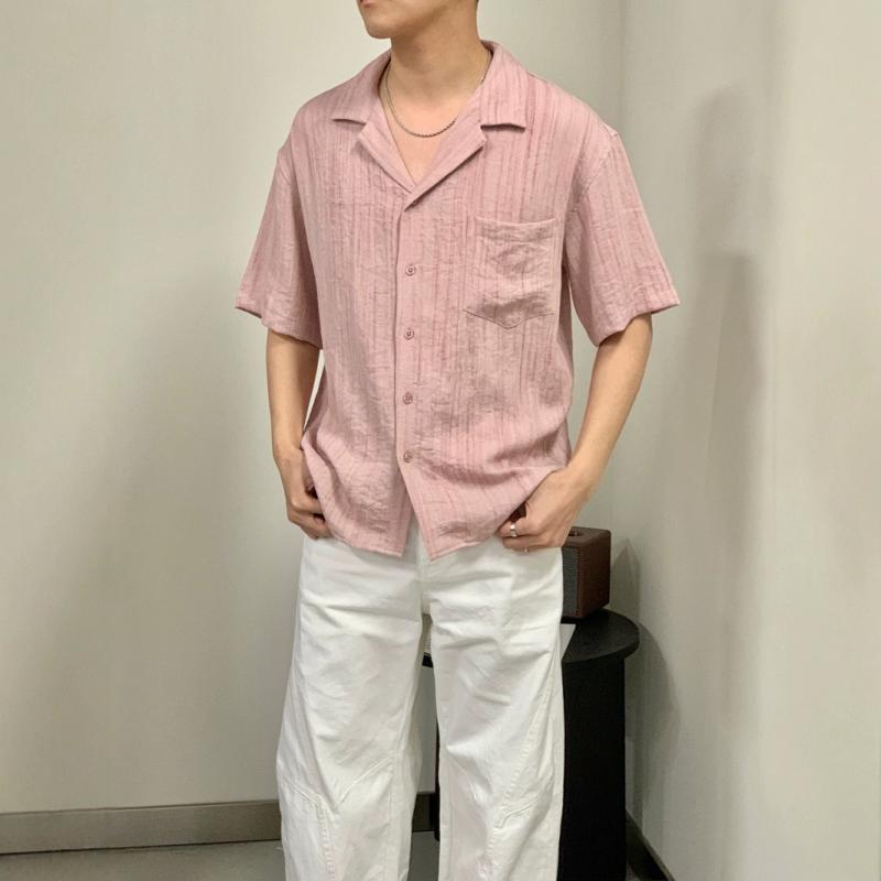 シャツ メンズ 男性用 半袖 開襟シャツ 亜麻 リネン カジュアル アロハシャツ トップス シンプル 普段使い 春夏