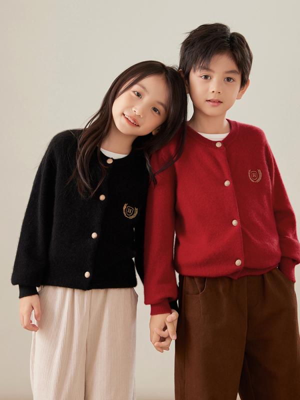 カーディガン キッズ 女の子 男の子 秋冬 新作 ウール ニット アウター 羽織り 上着 おしゃれ かわいい シングルブレスト 普段使い｜ソファポテト