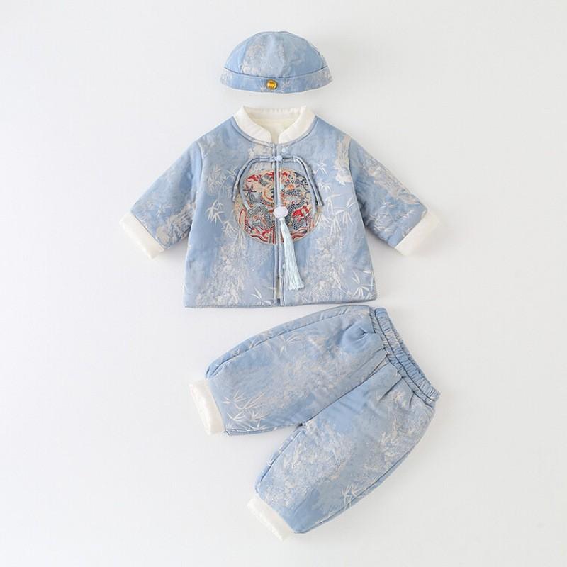キッズ 男の子 セットアップ 秋冬物 中国風 子供服 上着 ズボン 裏起毛 2点セット