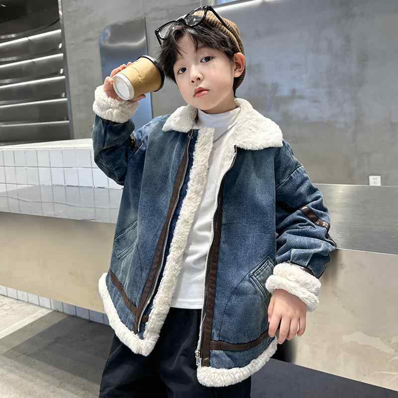 ジャケット キッズ 男の子 子供服 デニム アウター 裏起毛 防寒 中綿 秋冬 厚手 おしゃれ ジップアップ