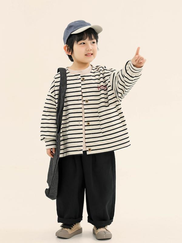 子供服 男の子 アウター 春秋 薄手 ストライプ カーディガン 韓国風 カジュアル スプリングコート2