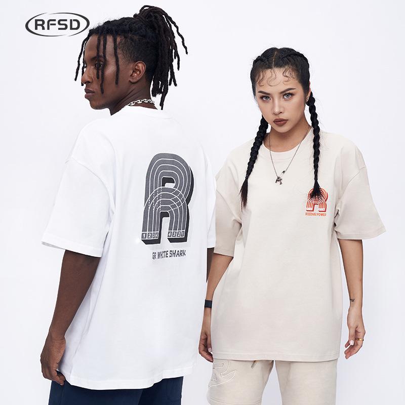 Tシャツ 男性用 春夏 ルーズ 潮 ブランド ベルベット 起毛 発泡 プリント 半袖 ヘビーウェイト