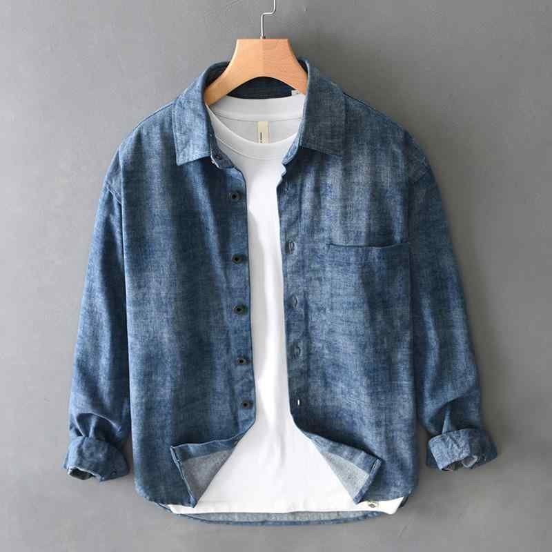 シャツ メンズ 男性用 復古風 ゆったり デニム トップス 長袖シャツ カジュアル シンプル 日本製2｜ソファポテト