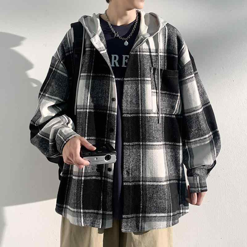 シャツ メンズ チェック柄 ネルシャツ 長袖 秋冬 起毛 フード付き カジュアル ファッション 普段使い