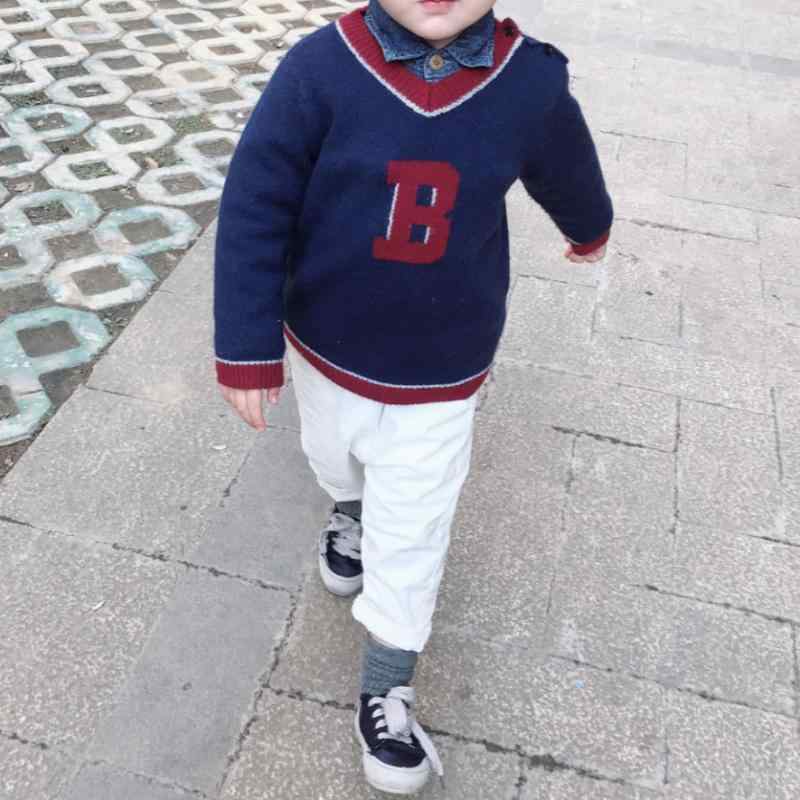 ニット キッズ 男の子 Vネック B ウール セーター プルオーバー ウールニット 柔らかい 暖かい 防寒 インナーニット2