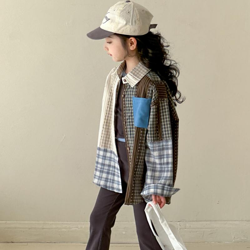 シャツ ガールズ 子供服 春物 チェック柄 長袖 トップス かわいい おしゃれ