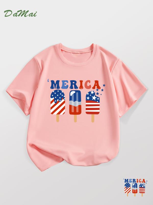 Tシャツ ガールズ 子供服 春夏 半袖 雪柄 アイスプリント クルーネック かわいい 快適 外国風2