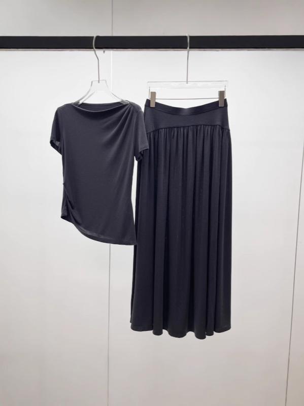 Tシャツ レディース 春夏 セットアップ スタイルアップ スリム 半袖 トップス スカート カットソー きれいめ カジュアル 普段使い