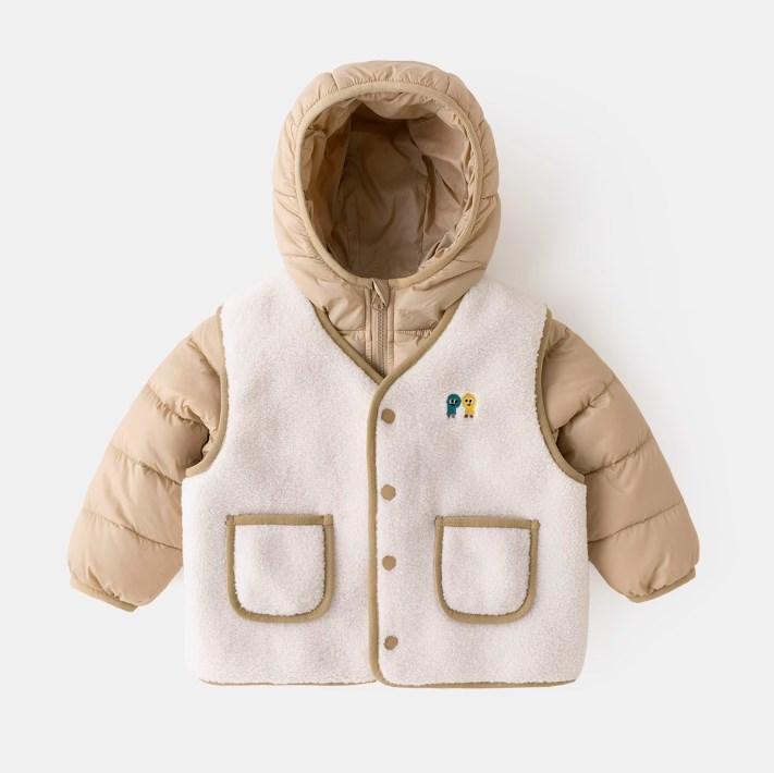 子供服 ベスト ダウンベスト 2点セット 男の子 女の子 フード付き アウター 秋冬 キッズ チョッキ 防寒 あたたかい かわいい