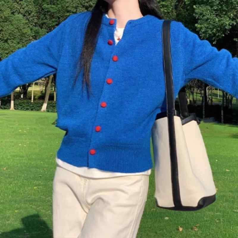 ニットカーディガン レディース 秋冬 厚手 ゆったり ラウンドネック 接触冷感 トップス アウター 羽織もの 普段使い かわいい カジュアルスタイル2