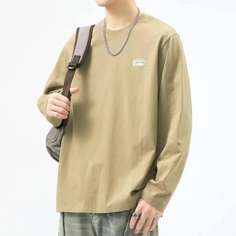 Tシャツ メンズ 男性用 長袖 秋物 純綿 ゆったり トップス プルオーバー 美式 カジュアル プリント 春秋 百搭