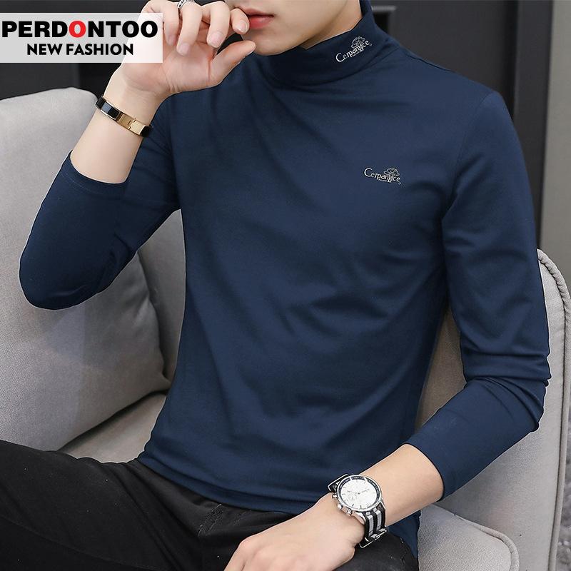 Tシャツ メンズ 男性用 秋冬 長袖 ハイネック 暖かい 防寒 インナー カットソー トップス ストレッチ