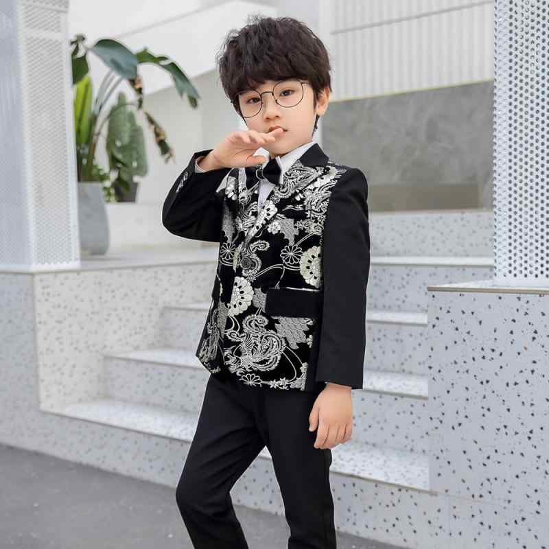 キッズ フォーマル スーツ 男の子 子供用 プリント ジャケット 演出 発表会 礼服