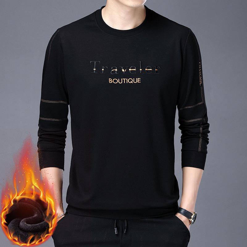 Tシャツ メンズ 男性用 綿 秋冬 長袖 カットソー 韓国風 ゆったり あったか 裏起毛 暖かい 伸縮性