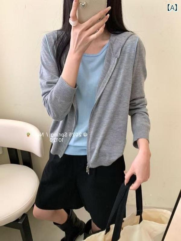 カーディガン レディース 韓国風 配色 ダブルジップ ニット かわいい おしゃれ 着痩せ 快適 ゆったり2