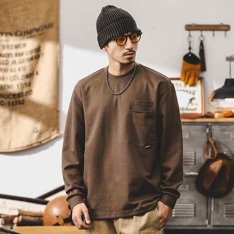 Tシャツ 男性用 秋冬 長袖 トップス ヘビーウェイト 無地 ゆったり カットソー カジュアル