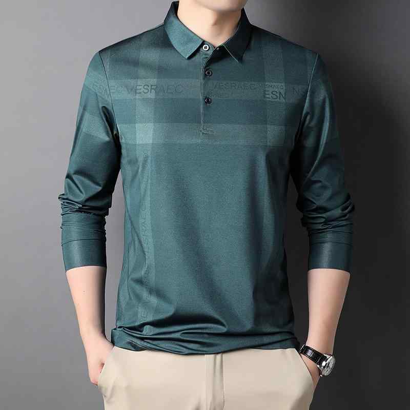 Tシャツ メンズ 長袖 春秋 カジュアル トップス 中青年 ファッション 格子柄 襟付き ?松