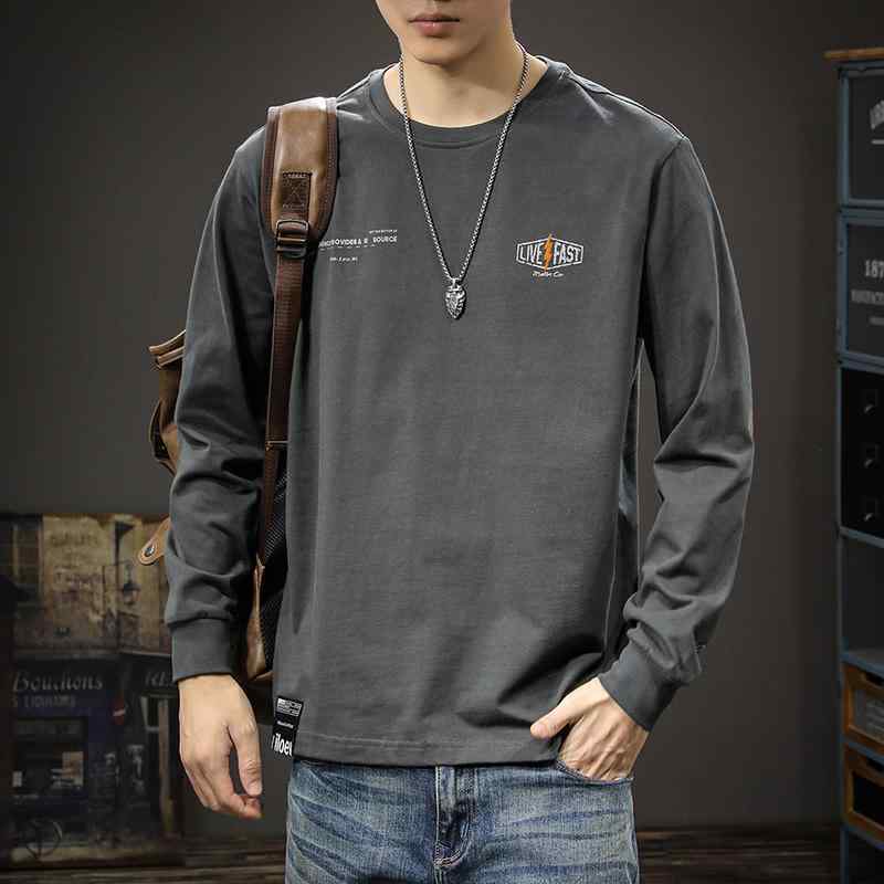 Tシャツ メンズ 男性用 長袖 ビッグシルエット ラウンドネック トレーナー プルオーバー トップス 普段使い 部屋着 リラックス アメカジ ヴィンテージ レトロ