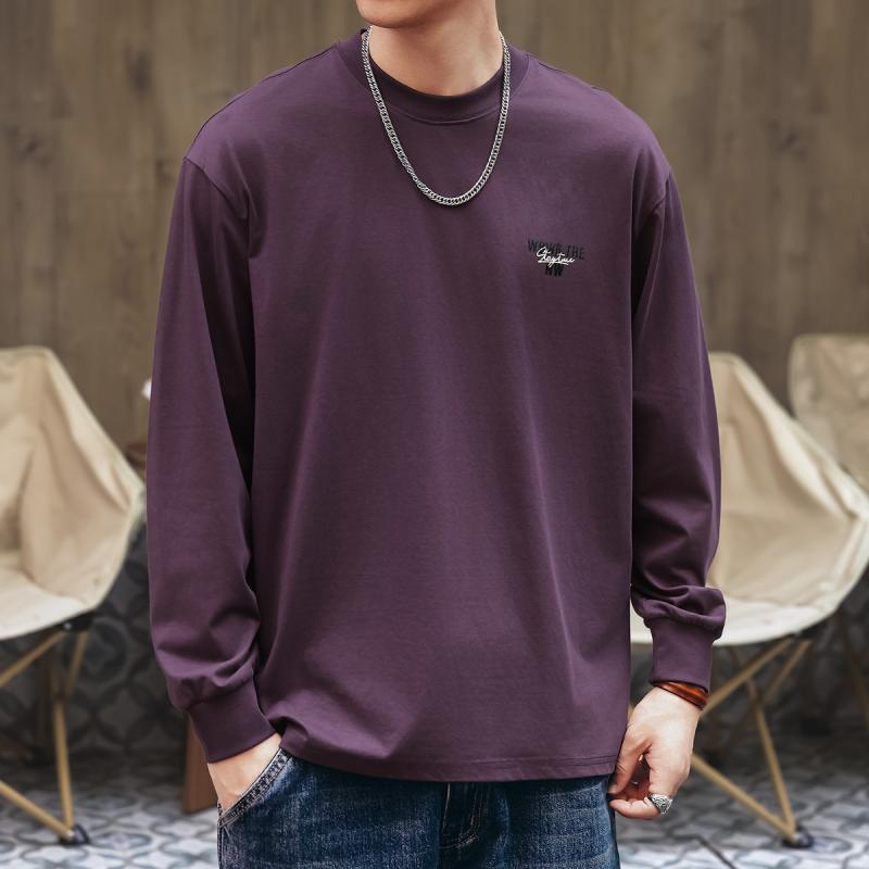 Tシャツ 男性用 長袖 秋物 ゆったり オーバーサイズ トレーナー メンズ カジュアル トップス プリント アメカジ