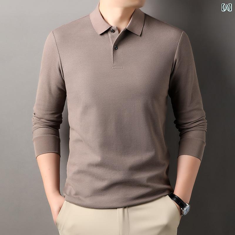 Tシャツ 男性用 長袖 ポロシャツ 紳士服 トップス 綿100% 普段使い リラックス おしゃれ着 カットソー