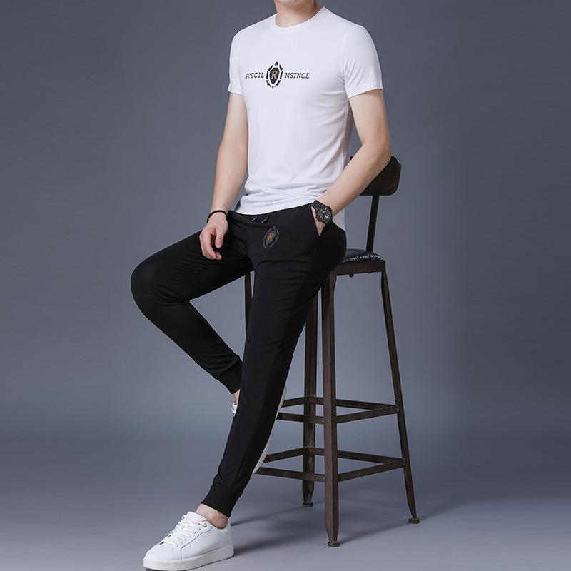 Tシャツ 男性用 半袖 長ズボン 2点セット カジュアル セットアップ 中青年 トップス リラックス ウェア