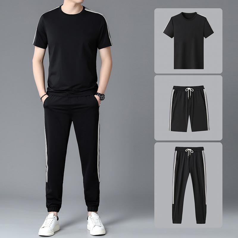 セットアップ メンズ 男性用 半袖 Tシャツ 接触冷感 ?松 スポーツ ロングパンツ 3点セット 部屋着 ルームウェア 上下
